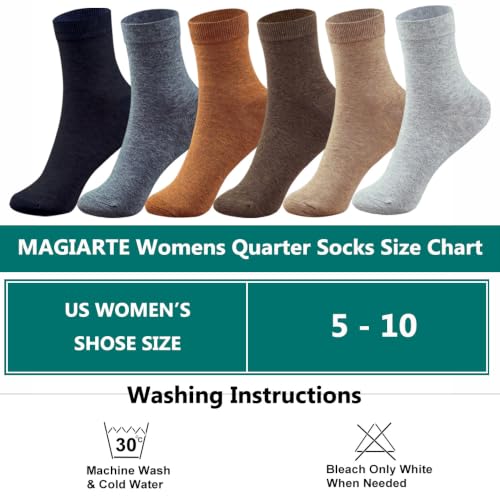 Image of MAGIARTE Womens Mini Crew Cotton Socks,6 Pairs | Anti-pilling Cotton, Casual Athletic, Quarter Calf, Moisture Wicking,Gift box packaging
