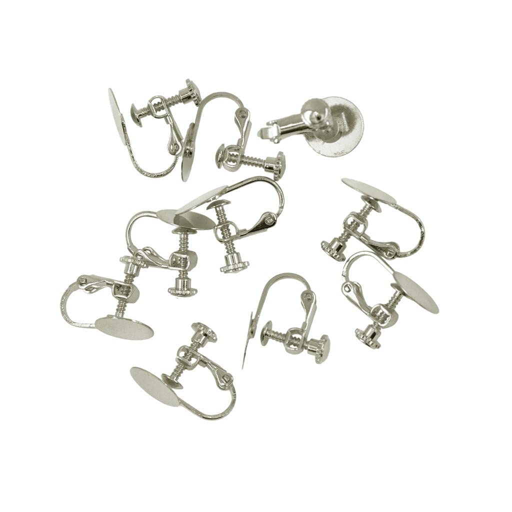 MYADDICTION 10 Piece Non Piercing Glue On Bezel 12mm Screw Earring Clips Silver Crafts | Beads & Jewelry Making | Jewelry Findings | Earring Findings-picture-10