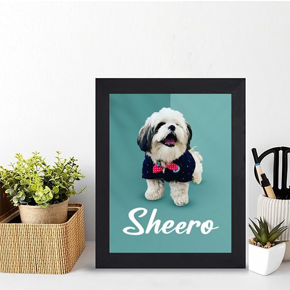 KARNI CREATION Customised Digital Oil Painting With Frame Personalized Pet Photo Frame, Custom Picture Frame for Dogs with Name Best Gift For Dog (Black 8 * 12 * 1) BLACK-image-16