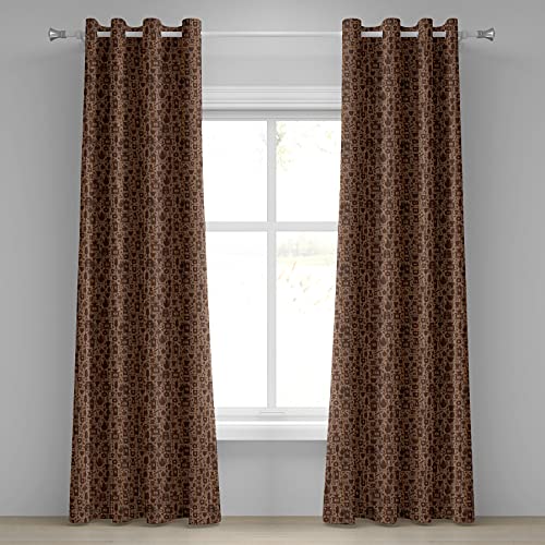 ABAKUHAUS Moderne Rideau, Boulangerie Themed Muffins, Rideaux décoratifs à 2 Panneaux pour la Chambre à Coucher Le Salon, 2-Panel- 280 cm x 175 cm, Séquoia de Cacao