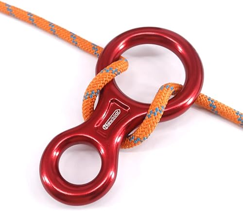Miniatura 15 de NewDoar Equipo de escalada Equipo de descenso Placa de aparejo 40kN Rescate Figura 8 Descender con Oreja Grande Bent-Ear para Escalada Belaying