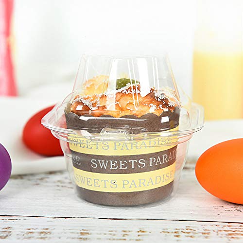 Vumdua Individual Cupcake Containers - 100 Packs Plastic Clear Cupcake Containers, Cake Cupcake Carrier Holder Boxes Dome Holders for Wedding Party, BPA-Free