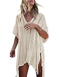tunique bijoux hong kong Walant Femmes Dentelle Crochet Blouse Maillot de Bain Taille Tunique Kimono Bohême Bikini Poncho Plage Cache-Maillots Robes de Plage Cover Up,Abricot,Taille unique