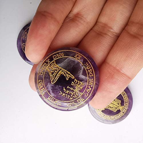 Lovionus89 Natural Amethyst Solomon Symbol Witches Rune Set, 5 Pcs Engraved Healing Crystal Chakra Stones for Meditation Divination - Image 4