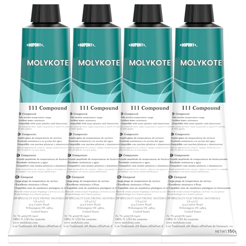 4pcs Molykote 111 Compound Valve Lubricant and Sealant 150g 5.3oz, Silicone Grease for O-Rings, Plug Valves, Seal & Protect Rubber & Plastic Components, Water Resistant, Low Volatility
