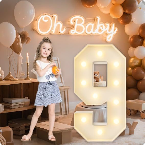 HXWEIYE Large Marquee Numbers 9, 3FT Battery Operated, Easy to Assemble