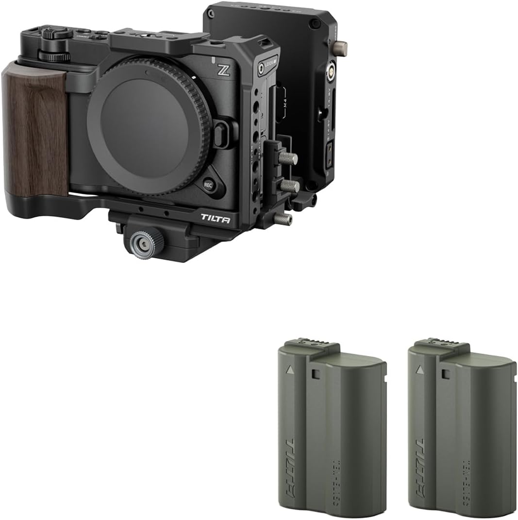 Tilta Camera Cage Power Kit Compatible with Nikon ZR | 3/8"-16 and 1/4"-20 Threads with Locating Points + 2 Rechargeable EN-EL15 Batteries with USB-C Input (2400mAh)
