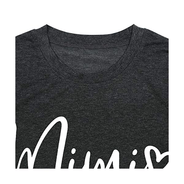 BANGELY Mimi Heart Graphic Cute Grandma T Shirt for Women Letter Print Short Sleeve Tees Casual Mimi Gift Tops with Sayings (Dark Gray, XX-Large)