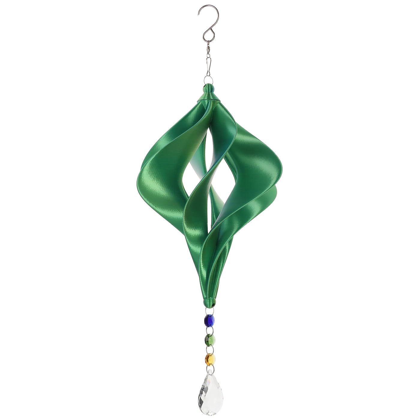 Shimmerz Twister Large Green Wind Spinner, Hanging Garden Ornament, Suncatcher, Indoor Outdoor Decoration