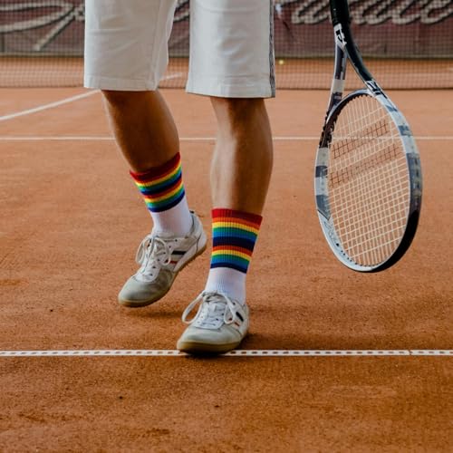 Image of American Trends Womens Novelty Striped Crew Socks Athletic Vintage Slouch Mid Calf Tube Socks