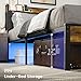 Liians Queen Bed Frame with Headboard, Metal Platform Bed with Smart LED Lights and USB Charging Station, Easy Assembly, No Box Spring Needed