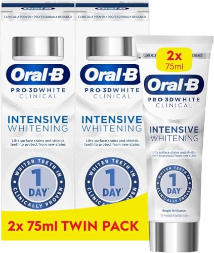 Oral-B Pro-3D White Clinical Intensive Whitening Toothpaste Bright Brilliance 2 x 75ml Twin Pack