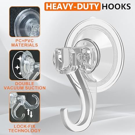 KORCCI Shower Suction Cup hooks2pc+Suction Cup hooks12pc