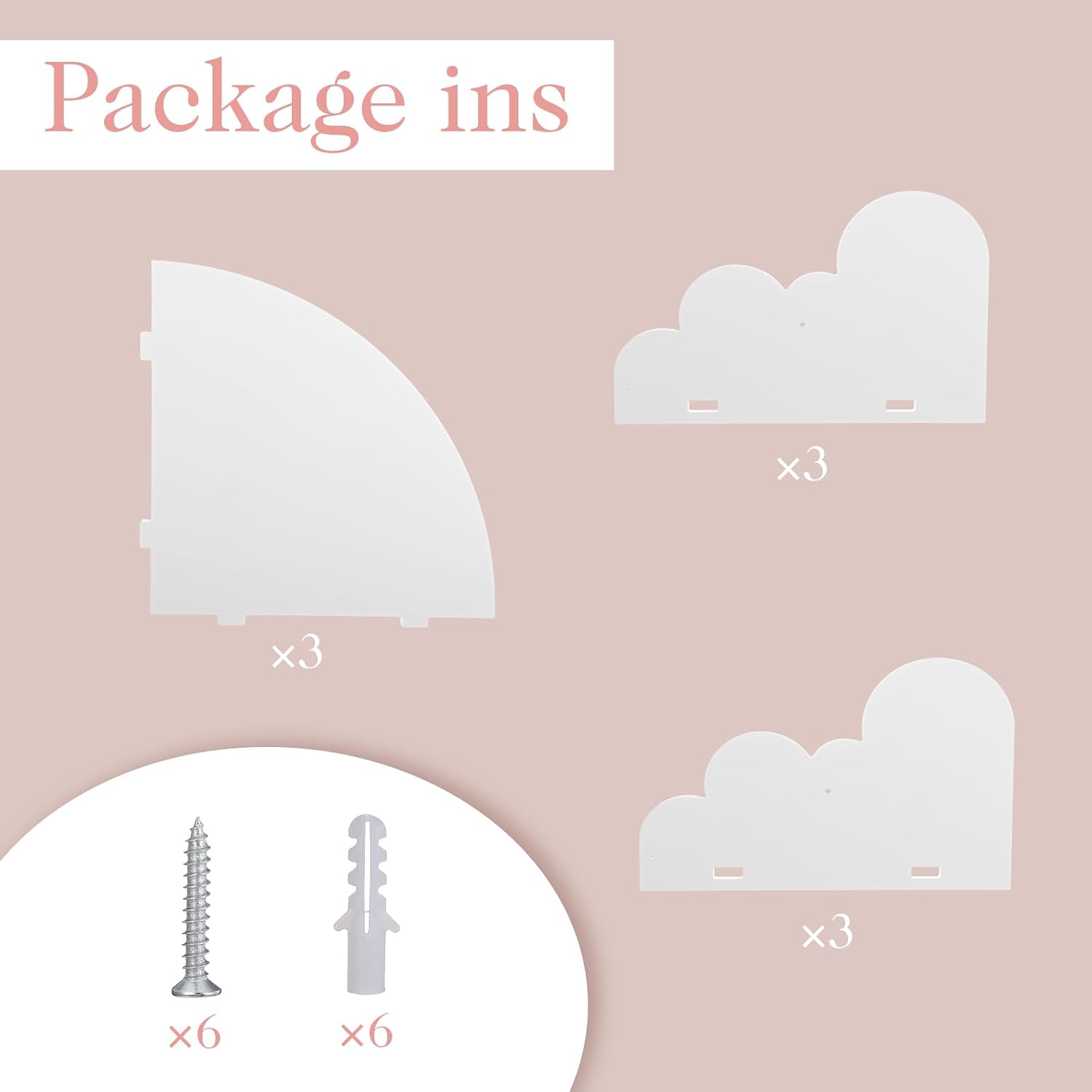 3 Pcs Cloud Floating Corner Shelves, Cloud Corner Wall Shelves for Kid’s Room, White Floating Shelf, Small Cute Clouds Dispaly Shelf for Wall Home Decor Bedroom Kitchen Bathroom