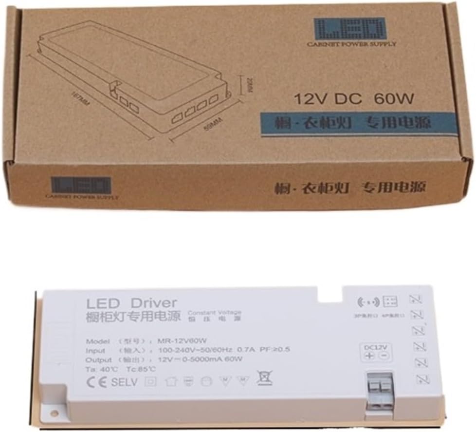 LED Ultra-Thin Kitchen Cabinet Cabinet Display Cabinet Lighting Dedicated Power Supply 6-bit Transformer DC12V 1.2m Power Cord(Power supply-DC12V 36W-6 Route)