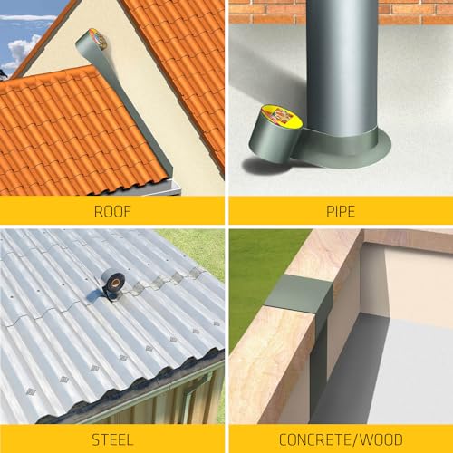Image of SIKA - Butyl waterproofing tape MultiSeal BT - Weatherproof - Seals out water and draughts - Rubber tape for pipe cracks - 5 cm x 5 m - Silver