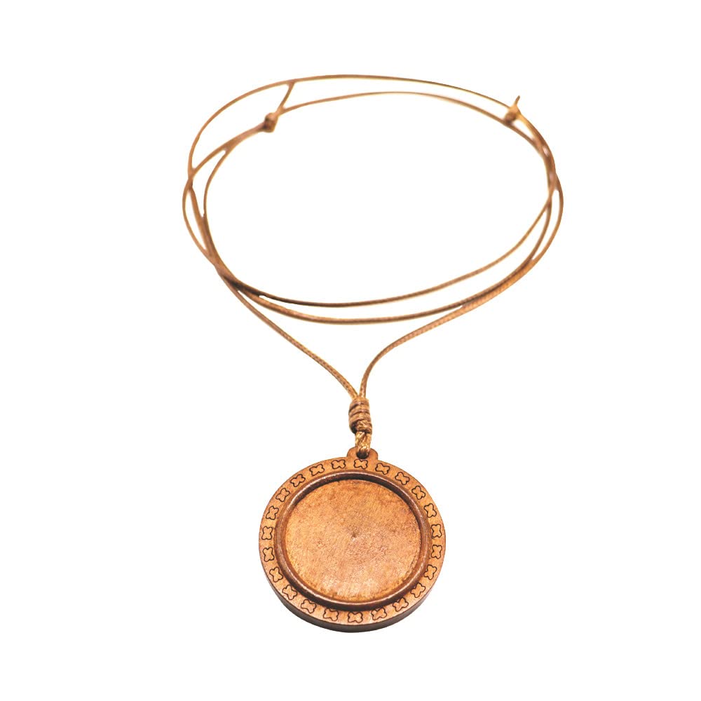 10pcs wood cabochon settings 30mm dia wooden pendant base with leather cord diy jewelry accessories for necklace making