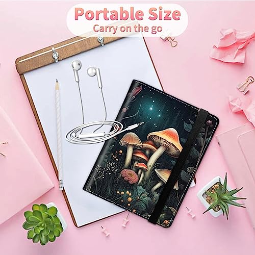 Image of Mushroom 4x6 Inch Photo Album with 120 Pockets, Faux Leather Cover, Strong Elastic Band, Transparent Pages for Accommodating Photos