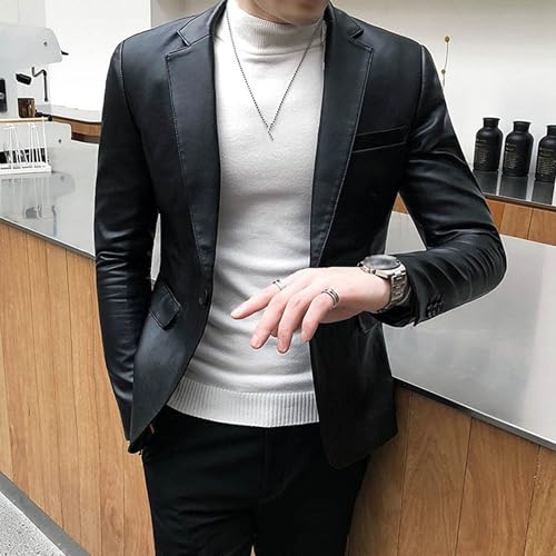 Chaqueta de cuero para hombre estilo biker y casual miniatura 5