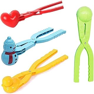 Snowball Maker 4 Pack Heart Duck Snowman Spherical Shape Snowball Maker Clip Plastic Snowball Maker Tool Sand Ball Clip Snow Toys for Beach Outdoors (4 Pcs)