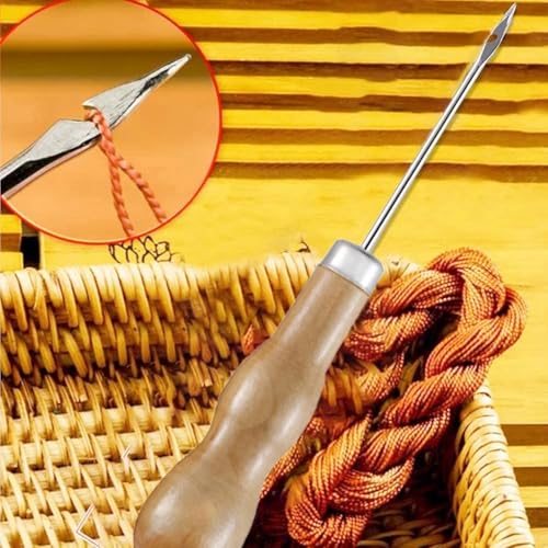 Image of Prabhas Designs AWL Stitching Needle with Wooden Handle for Leather, Canvas, Upholstery, DIY and Repair Work (1)