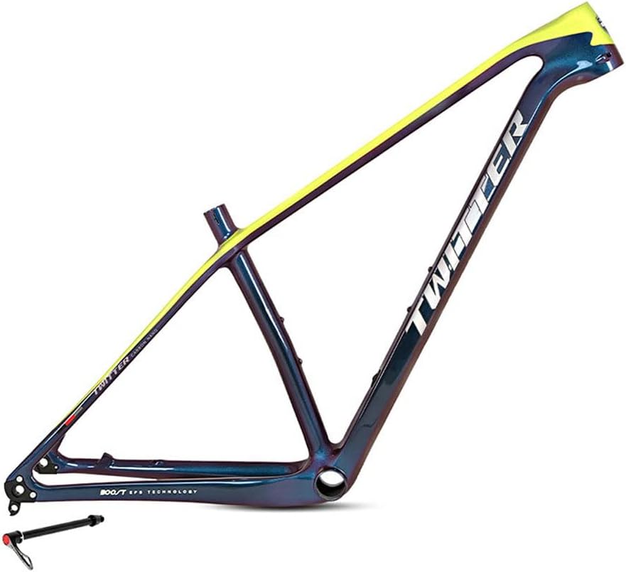 Bike Frame 27.5er 29er Carbon Fiber Hardtail Mountain Bike Frame 15''/17''/19'' Disc Brake Thru Axle 12 * 148mm Boost Frame XC Internal Routing(Yellow,29 * 19'')
