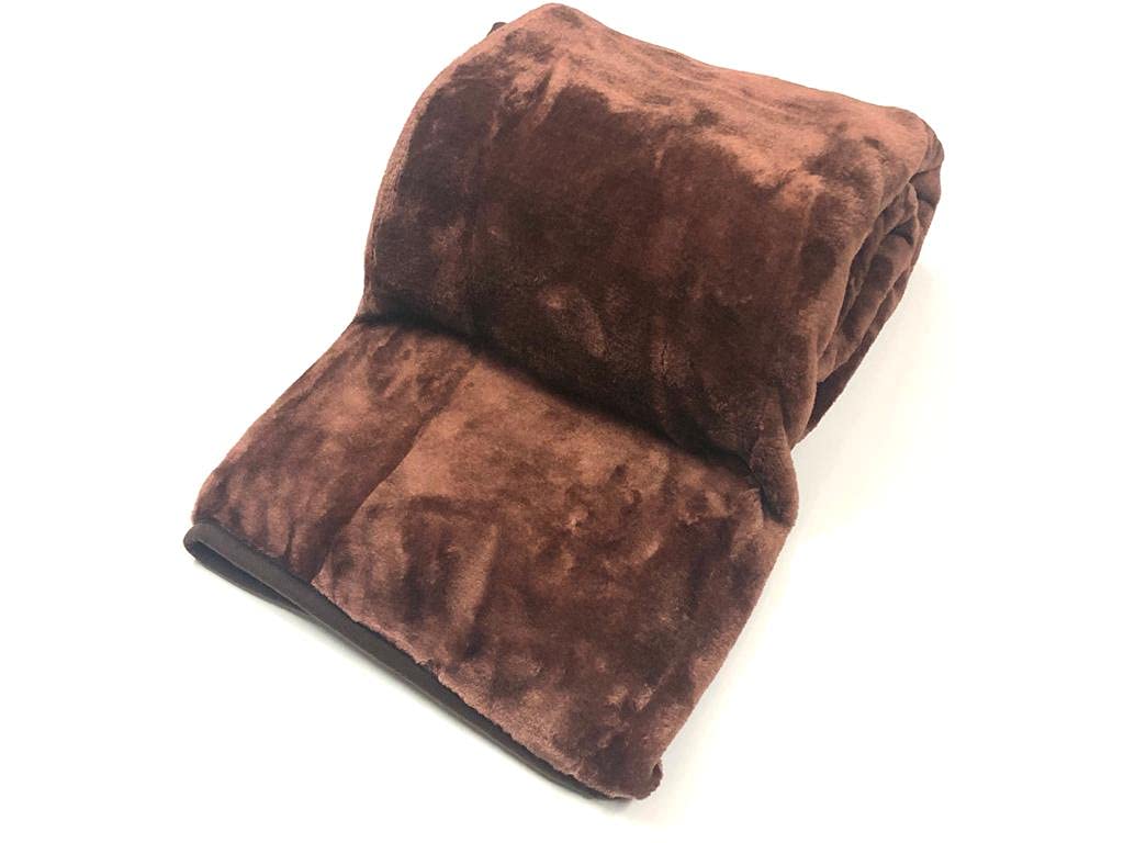 De Lavish Faux Fur Mink Throw Blanket For Sofa Bed Fluffy Soft Warm Large Single Double Size 150 x 200 Cm, Chocolate