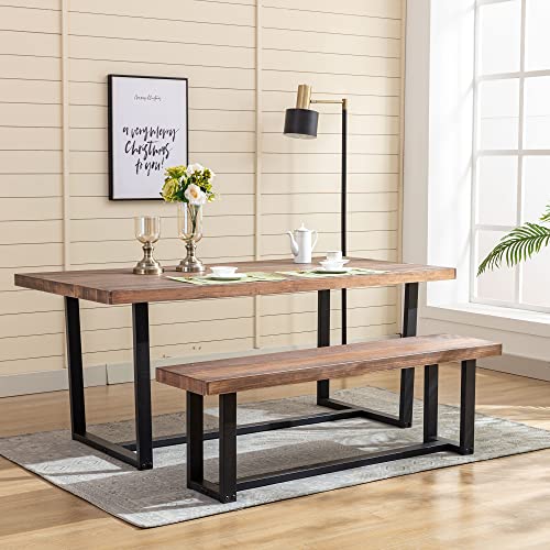 St.mandyu 72" Solid Wood Dining Table For 8-10 Person, Modern Farmhouse Kitchen Table With Metal Frame, Sturdy Breakfast Table For Living/Dining Room,Office Desk, Brown #TOP3