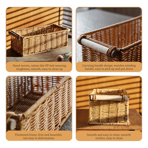 Cesta de imitación de ratán rectangular de 12x6x4 pulgadas para almacenar alimentos 5