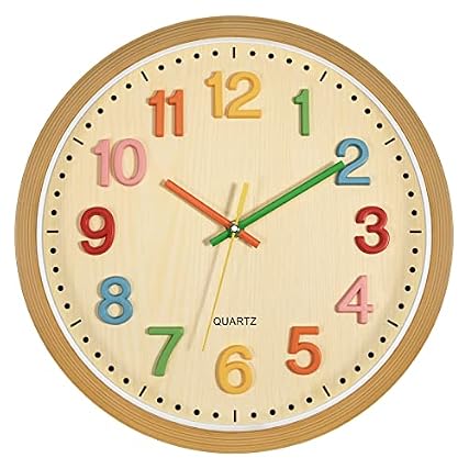 Foxtop Silent Kids Wall Clock Non Ticking Battery Operated Colorful Childrens Clock for Classroom photo Foxtop Silent Kids Wall Clock Non Ticking Battery Operated Colorful Childrens Clock for Classroom