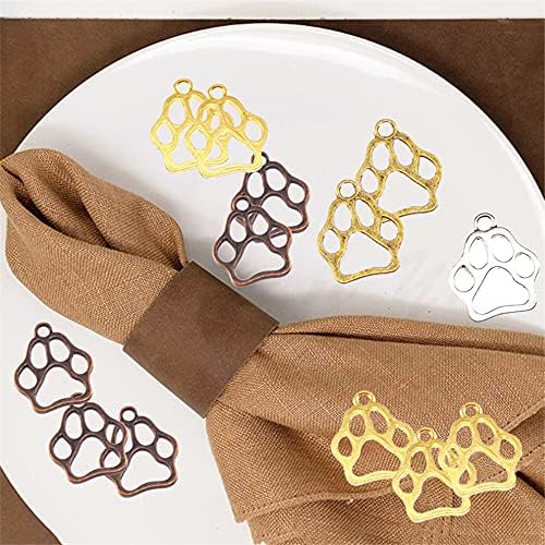 EnweiBingshi 60 Pieces Paws Pendant Lovely Cat Dog Paws Hollowed PawsPendant Charms Pendant for DIY Jewelry Making