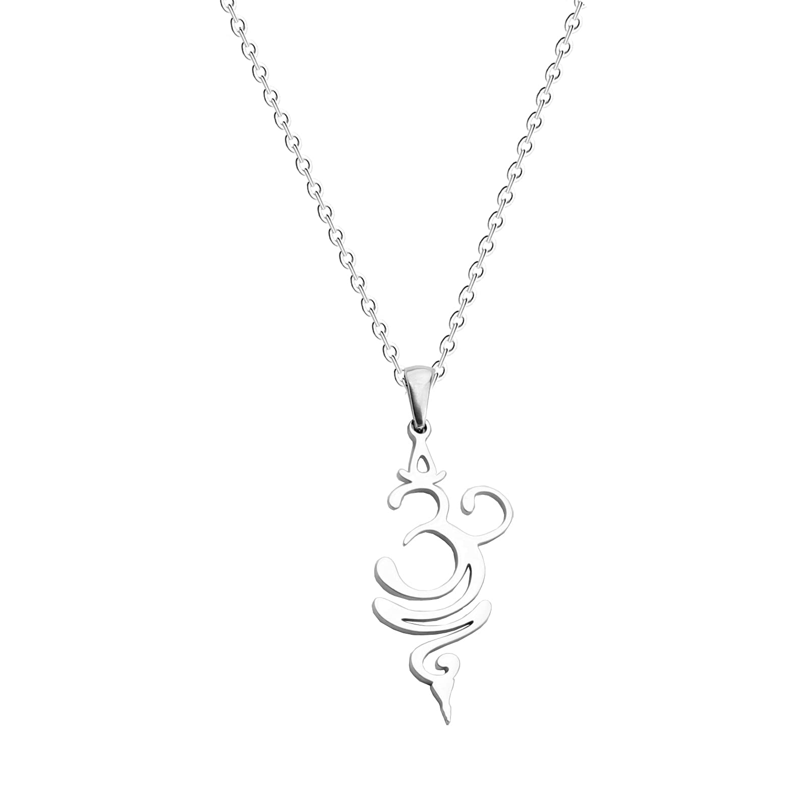 Breathe Symbol Yoga Necklace Keychain Unique Minimalist Gift OM Sanskrit Jewelry, S, Metal, n