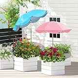 MJZ 2 Pack Plant Umbrellas for Outdoor Plants, 26" Larger Garden Plant Umbrella Shade with Adjustable Angle, 43.4" Higher Plant Sun Shade for Garden Beds Potted Flower Pot Planting (Pink, Blue)