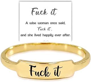 Fuck It Dainty Bar Ring, Fuck It Square Ring, Funny Engraved Fuck It Ring, Fuck It Middle Finger Dainty Bar Ring, Stainless Steel Ring Inspirational Friendship Ring