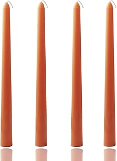 10 inch Orange Taper Candles-Set of 4 Tapered Candle, Tall Candlesticks,Conical Stick Candles,Smokeless,for Home Dinner, Party, Wedding, Halloween, Christmas (Orange, 10inch)