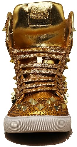 Image of Enzo Romeo Men's High Top Crystal Shimmer Rhinestone Blink Flat Spike Fashion Sneakers Shoes BUL2