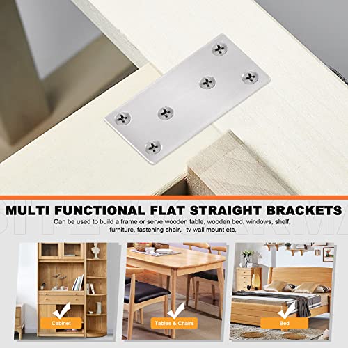 Tanstic 15Pcs 60x38mm Metal Flat Straight Mending Plates with Screws - Image 3