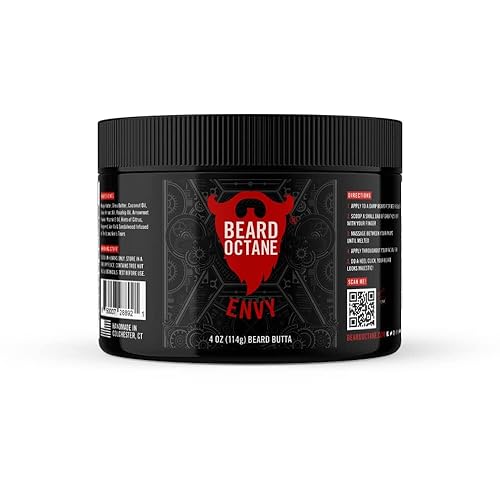 Beard Octane: Envy - Manteca natural para barba con manteca de karité, 4 onzas, barbas más suaves y saludables, fabricada en Estados Unidos, cuidado