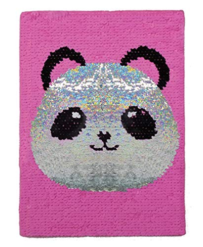 Iscream Glittery Flip Sequin Sweet Panda Book-Bound Lined-Page 8.5" Journal #TOP2