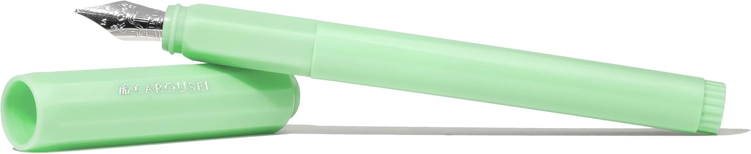 Ferris Wheel Press , Carousel Fountain Pen, Acrylic blend body, Air-sealed click locking cap, Lost in the Leaves, Mint Green, Medium Nib