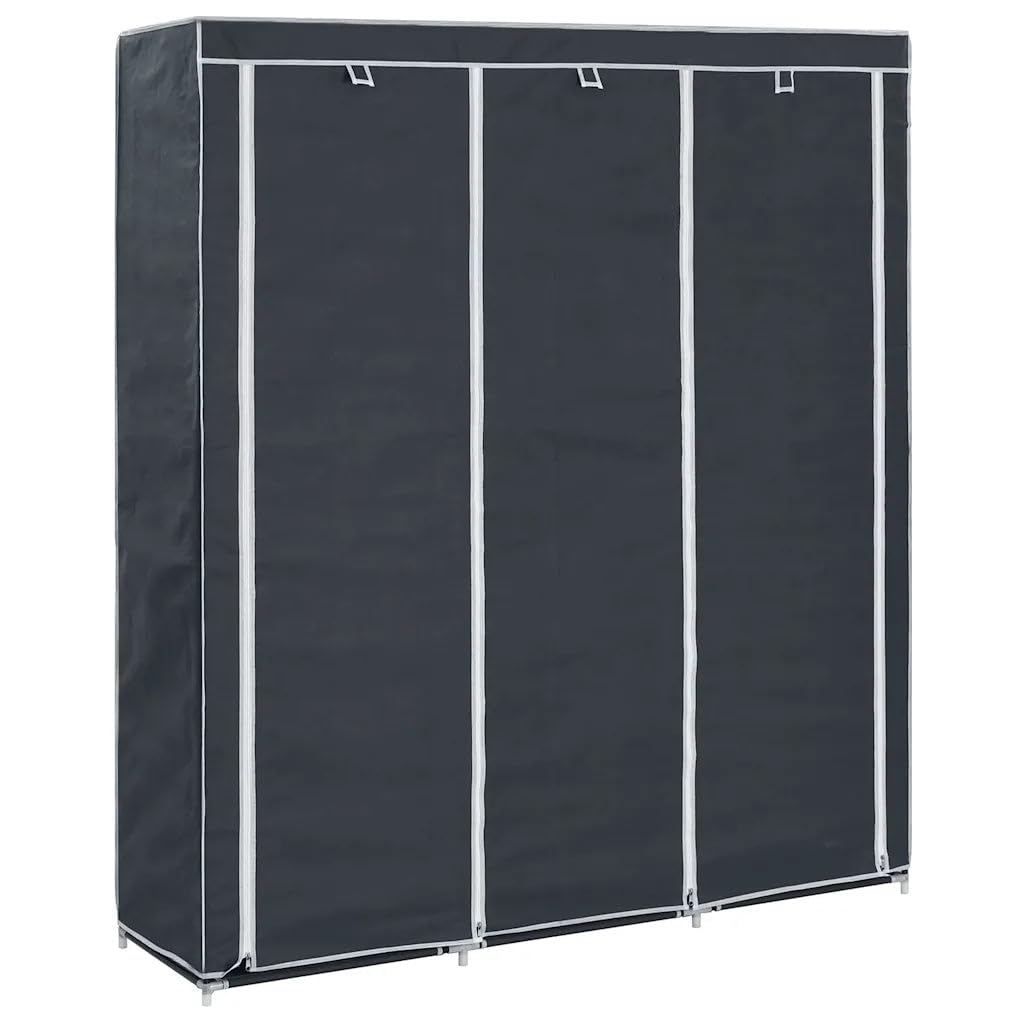 Helloshop26 Armoire Portable avec Compartiments et Barres 150 x 45 x 175 cm Pratique et résistante en Tissu Noir 02_0046443
