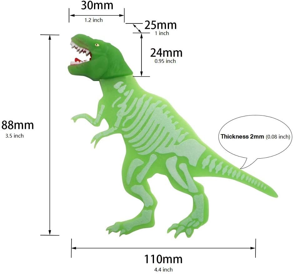 OYLZ Unique Cool T-Rex Luminous Dinosaur Bookmark 3D Book Mark Bookmarker for Kids Boys Girls Men Women (Glow in Dark)