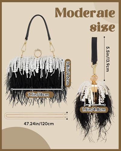 Image of Tessco for you Ostrich Feather Purse for Women | Sewn with Natural Ostrich Feather,Exquisite for Small Items, Fit for All Kinds of Grand Parties, A Ideal Gift for Partners