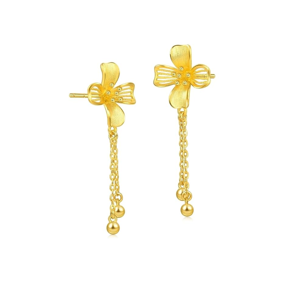 CHOW SANG SANG 999.9 24K Pure Gold Earrings Price-by-Weight 4.86g