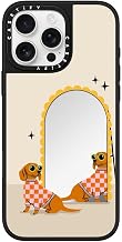 CASETiFY for iPhone 16 Pro Max Case - Mirror Compatible with MagSafe | Reflective | 4.9 ft. Drop Protection | Checkered Dachshund Mirror | Silver On Black