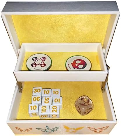 Official Pokemon - Premium Dice Damage Counters with Case – Chinese Eevee Gift Box Exclusive – Metal Status Token
