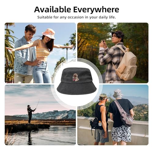 FJQWKLF Fischerhut mit Hunde-Essen, Ramen-Motiv, für Herren und Damen, aus gewaschener Baumwolle, für den Sommer, Outdoor, Strand, Reisen, Sonnenhut