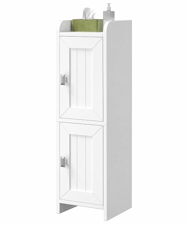 Akxomel Small Bathroom Cabinet Narrow Toilet Paper Organizer White by Akxomel - Used condition - US$42.99