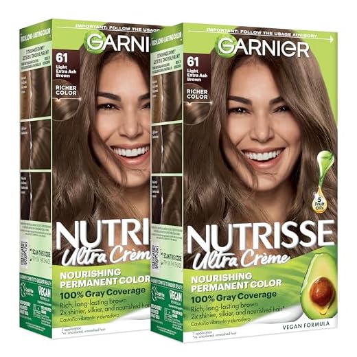 Garnier Hair Color Nutrisse Nourishing Creme, 61 Light Ash Brown (Mochaccino), 2 Count