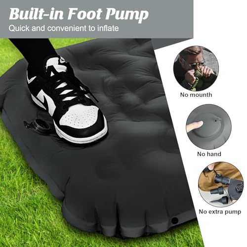 FTSMTK Isomatte Selbstaufblasend mit Fußpresse Pumpe, 12cm Verdicken Isomatte Camping, Ultraleicht Luftmatratze Kleines Packmaß, Aufblasbare Matratze Campingmatte Schlafmatte für Outdoor Camping – Bild 3